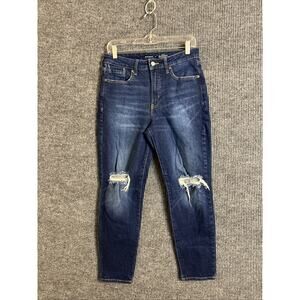 Old Navy Womens High Rise O.G. Straight Jeans Size 8 Distressed Blue Medium Wash